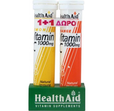 HEALTH AID VITAMIN C 1000mg ΓΕΥΣΗ LEMON 20effer.tabs + ΔΩΡΟ VITAMIN C 500mg ΓΕΥΣΗ ΠΟΡΤΟΚΑΛΙ 20effer.tabs 