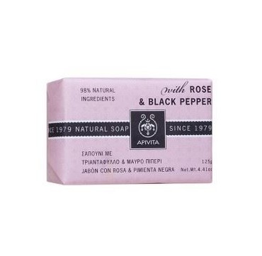 Apivita Natural Soap Rose & Black Pepper 125g