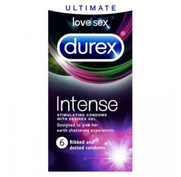 Durex Intense Stimulating Condoms Προφυλακτικά με Διεγερτική Υφή με Ραβδώσεις και Κουκίδες 6τμχ. Durex Intense Stimulating Condoms Προφυλακτικά με Διεγερτική Υφή με Ραβδώσεις και Κουκίδες 6τμχ.