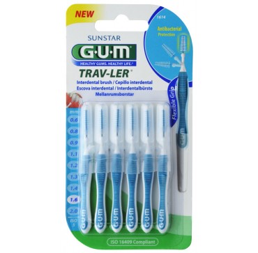 GUM TRAV-LER INTERDENTAL BRUSH 1,6mm 1614 6τεμ. GUM TRAV-LER INTERDENTAL BRUSH 1,6mm 1614 6τεμ.
