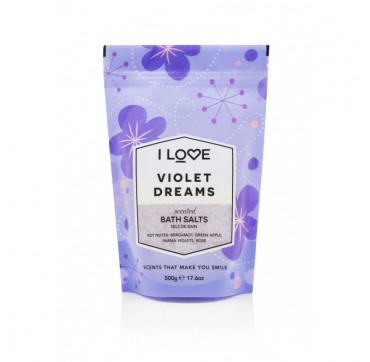 I LOVE COSMETICS SCENTED BATH SALTS VIOLET DREAMS 500g I LOVE COSMETICS SCENTED BATH SALTS VIOLET DREAMS 500g