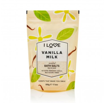 I LOVE COSMETICS SCENTED BATH SALTS 500g I LOVE COSMETICS SCENTED BATH SALTS VANILLA MILK 500g