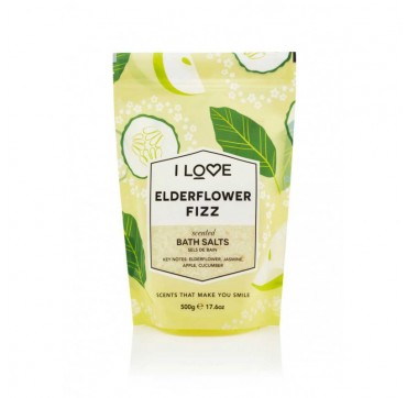 I LOVE COSMETICS SCENTED BATH SALTS GLAZED ELDERFLOWER FIZZ 500g I LOVE COSMETICS SCENTED BATH SALTS GLAZED ELDERFLOWER FIZZ 500g