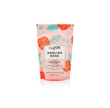I LOVE COSMETICS SCENTED BATH SALTS GLAZED RASPBERRY 500g I LOVE COSMETICS SCENTED BATH SALTS ENGLISH ROSE 500g