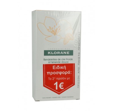 Klorane Cold Wax Μικρές Τανιες Με Γλυκό Αμύγδαλο Για Πρόσωπο Και Ευαίσθητες Περιοχές (το 2ο Προϊόν Με 1€) 2x6strips