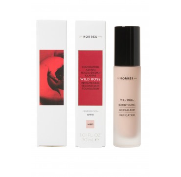 KORRES WILD ROSE BRIGHTENING SECOND SKIN FOUNDATION WRF2 SPF15 30ml KORRES WILD ROSE BRIGHTENING SECOND SKIN FOUNDATION WRF1 SPF15 30ml