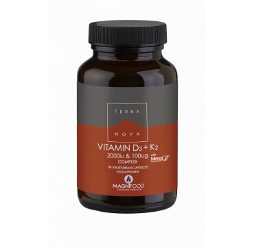 Terranova Vitamin D3 2000iu & K2 (as Menaq 7) 100mg Complex 50vcaps
