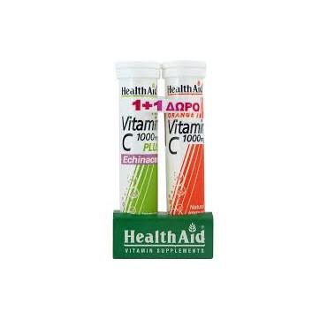 Health Aid Vit C 1000mg+ Echinacea Plus Eff. 20tabs + Δώρο Vitamin C 1000mg 20effer. tabs