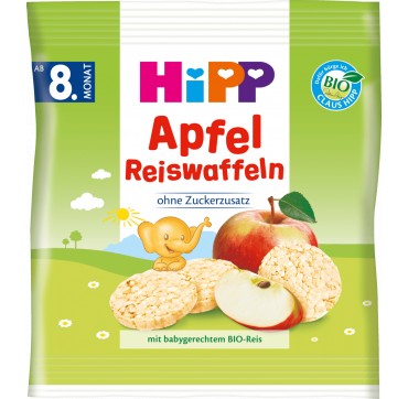 Hipp Ρυζογκοφρέτα Με Γεύση Μήλο Από Τον 8ο Μήνα 30gr