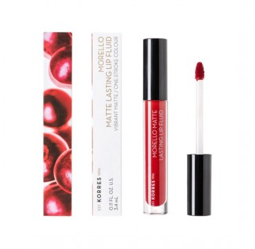 KORRES MORELLO MATTE LASTING LIP FLUID 53 RED VELVET 3.4ML KORRES MORELLO MATTE LASTING LIP FLUID 59 BRICK RED 3.4ML