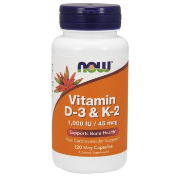 Now Vitamin D-3 1000iu & K-2 45mcg 120veg Caps