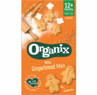 Organix Βιολογικά Μπισκότα Mini Gingerbread Men 12m+ Με Χυμό Σταφυλιού & Τζιντζερ 5x25g