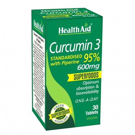 HEALTH AID CURCUMIN 3 600MG WITH PIPERINE 30 TABS