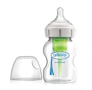 DR BROWN'S NATURAL FLOW OPTIONS+ ANTI-COLIC ΓΥΑΛΙΝΟ ΜΠΙΜΠΕΡΟ ΜΕ ΦΑΡΔΥ ΛΑΙΜΟ WB91700 270ML 