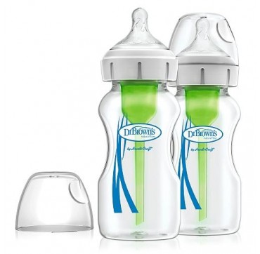DR BROWN'S NATURAL FLOW OPTIONS+ ANTI-COLIC ΓΥΑΛΙΝΟ ΜΠΙΜΠΕΡΟ ΜΕ ΦΑΡΔΥ ΛΑΙΜΟ WB52700 2X270ML