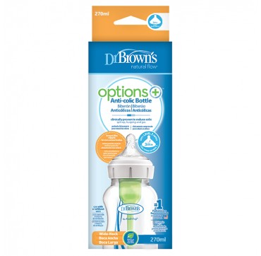 DR BROWN'S NATURAL FLOW OPTIONS+ ΠΛΑΣΤΙΚΟ ΜΠΙΜΠΕΡΟ ΚΑΤΑ ΤΩΝ ΚΟΛΙΚΩΝ WB91600 ΦΑΡΔΥΣ ΛΑΙΜΟΣ 270ML
