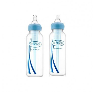 DR BROWN'S NATURAL FLOW OPTIONS+ ANTI-COLIC Πλαστικό Μπιμπερό με Στενό Λαιμό 2X250ML