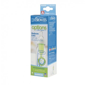 DR BROWN'S NATURAL FLOW OPTIONS+ ANTI-COLIC Πλαστικό Μπιμπερό με Στενό Λαιμό 2X250ML Dr. Brown's NATURAL FLOW Options SB 41005 Πλαστικό Μπιμπερό με Στενό Λαιμό & Θηλή Σιλικόνης, 120ml
