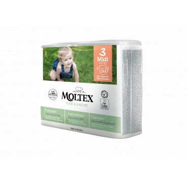 MOLTEX PURE & NATURE No3 MIDI (4-9kg) 33τμχ. Moltex Pure & Nature No3 Midi (4-9kg) 33τμχ