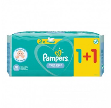 Pampers Fresh Clean Baby Scent Μωρομαντηλα. 1+1 Δώρο (2χ52) 104τμχ