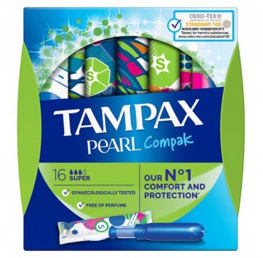 Tampax Compak Pearl Super Ταμπόν 16τμχ. 