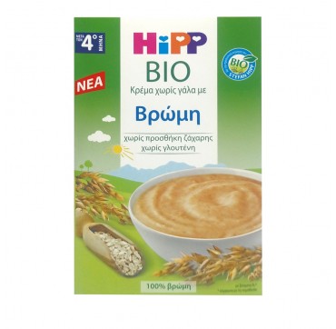 Hipp Bio Κρέμα Χωρίς Γάλα Με Βρώμη Χωρίς Προσθήκη Ζάχαρης, Χωρίς Γλουτένη (από Το 4ο Μήνα) 200g