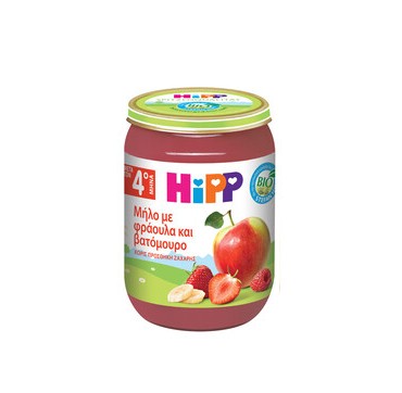 Hipp Bio Φρούτα Σε Βάζο Μήλο Με Φράουλα Και Βατόμουρο Μετά Τον 5ο Μήνα 190g