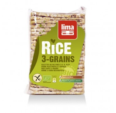 Lima Λεπτές Ρυζογκοφρέτες Με 3 Δημητριακά Βίο 130g