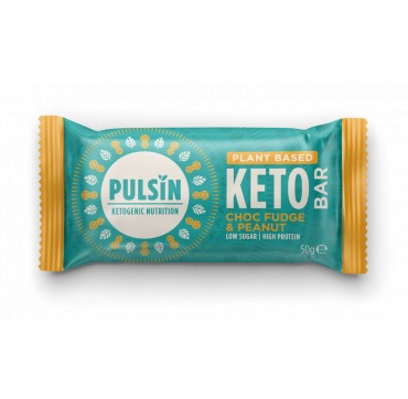 Pulsin Ketogenic Nutrition - Plant Based Keto Bar Choc Fudge And Peanut 50g
