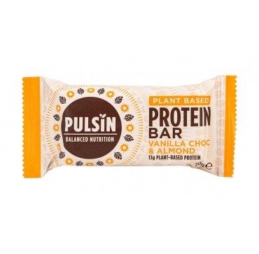 Pulsin Balanced Nutrition Plant Based Protein Bar Vanilla Choc And Almond 13g Plant Based Protein 50g