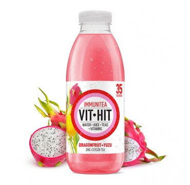 Detox Vit Hit Immunitea Water+juice+tea+vitamins Dragonfruit + Yuzu 500ml