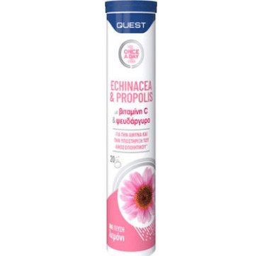 Quest Once A Day Echinacea & Propolis 20 αναβράζοντα δισκία Λεμόνι