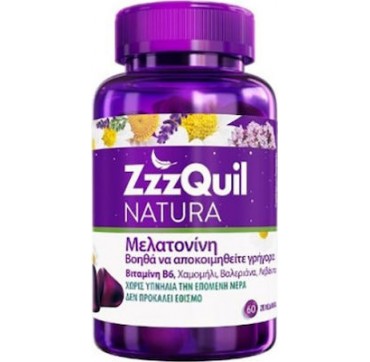 ZzzQuil Natura Συμπλήρωμα Διατροφής με Μελατονίνη & B6 & Βαλεριανα 60 ζελεδάκια