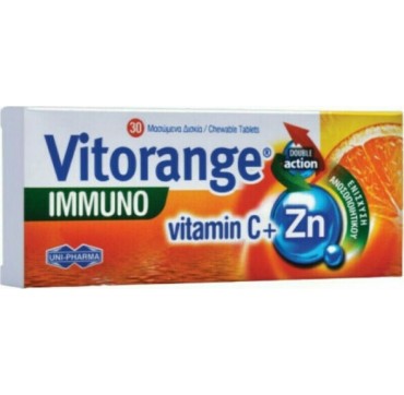 Uni-Pharma Vitorange Immuno Vitamin C + Zn 30 μασώμενες ταμπλέτες