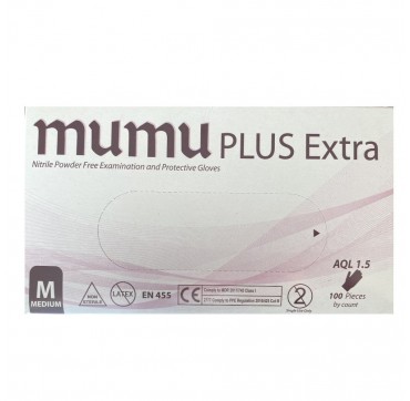 Mumu Plus Extra Nitrile Powder Free Examination & Protective Gloves 100pcs (Μπλε Γάντια Νιτριλίου Χωρίς Πούδρα )