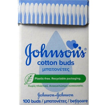 Johnson & Johnson Μπατονέτες Χωρίς Πλαστικό σε Ανακυκλώσιμη Συσκευασία 100τμχ