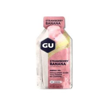 GU Strawberry Banana Energy Gel 55mg Sodium No Caffeine Ενεργειακό Gel Φράουλα Μπανάνα 32g