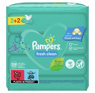 Pampers Fresh Clean Baby Scent Μωρομάντηλα 52τμχ 2+2 Δώρο (208τμχ) 