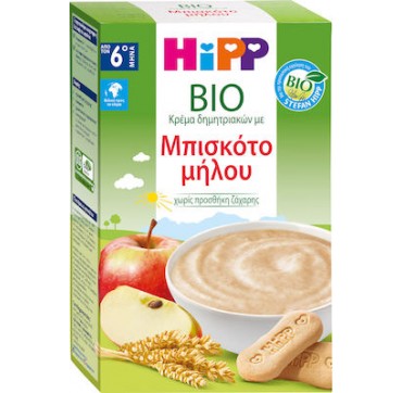 Hipp Bio Κρέμα Δημητριακών με Μπισκότο Μήλου Χωρίς Προσθήκη Ζάχαρης από τον 6ο 250gr