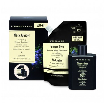 L'erbolario Eco-Kit Black Juniper Energising Shower Shampoo Ανδρικό 250ml+Eco Refill 500ml 