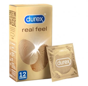 Durex Προφυλακτικά Real Feel Πολύ Λεπτά Χωρίς Λάτεξ 12τμχ