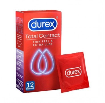 Durex Total Contact Thin Feel & Extra Lube -Πολύ Λεπτά Προφυλακτικά -Περισσότερο Λιπαντικό 12τμχ
