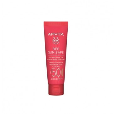 Apivita Bee Sun Safe Anti-Age & Anti-Age Defense Tinted Face Cream SPF50 (Golden)-Αντιηλιακή Κρέμα Προσώπου με Χρώμα, 50ml