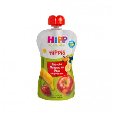Hipp Hippis Bio Παιδικός Φρουτοπολτός Φράουλα, Μπανάνα και Μήλο 100g