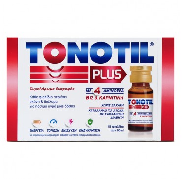 Tonotil Plus Συμπλήρωμα Διατροφής με 4 Αμινοξέα B12 & Καρνιτίνη 15x10ml