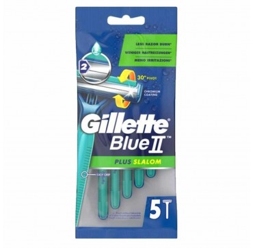 Gillette Blue II Plus Slalom Ανδρικά Ξυραφάκια μιας χρήσης, 5 τεμάχια
