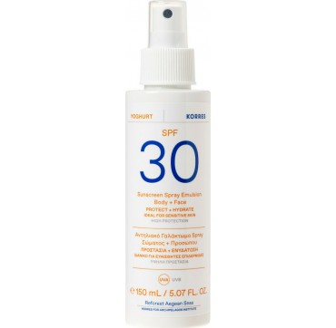 Korres Yoghurt Sunscreen Spray Emulsion Body & Face SPF30,Αντιηλιακό Σπρέυ Σώματος & Προσώπου,150ml
