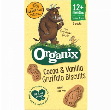 Organix Cocoa & Vanilla Gruffalo Biscuits - Βιολογικά μπισκότα Gruffalo κακάο & βανίλια 12+ μηνών (5x20g) - 100gr