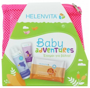 Helenvita Baby Adventures Promo Baby All Over Cleanser,100ml-Baby Nappy Rash Cream,20ml-Baby Wipes 20 Τμχ & Νεσεσέρ