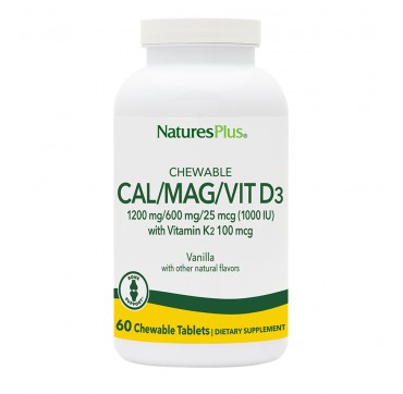Nature's Plus Cal/mag/vit D3 With Vitamin K2 Vanilla 60 Chew Tabs